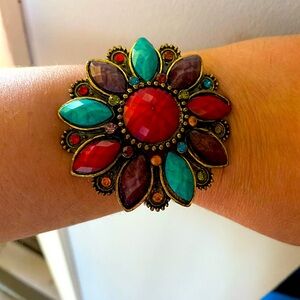 Colorful Gemstone Floral Bracelet